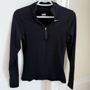Nike Black Fitted Long Sleeve Polo Top